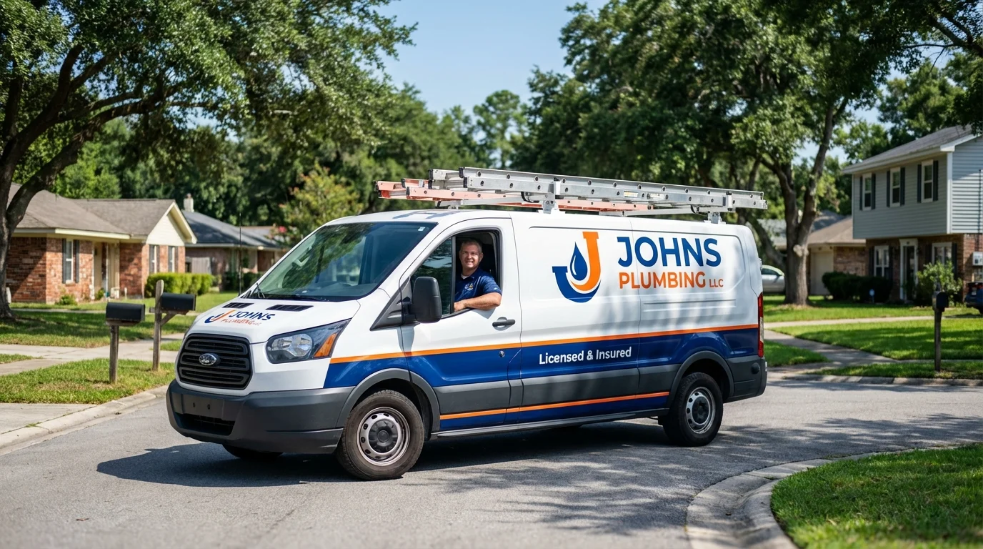 Johns Plumbing LLC service van in Dripping Springs, TX