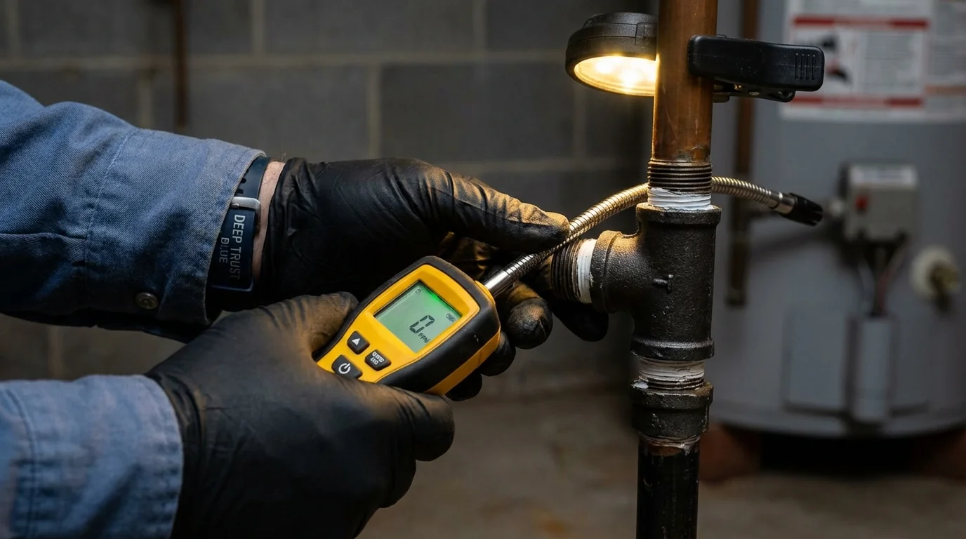 Gas leak detection with electronic sniffer by Johns Plumbing LLC in Dripping Springs