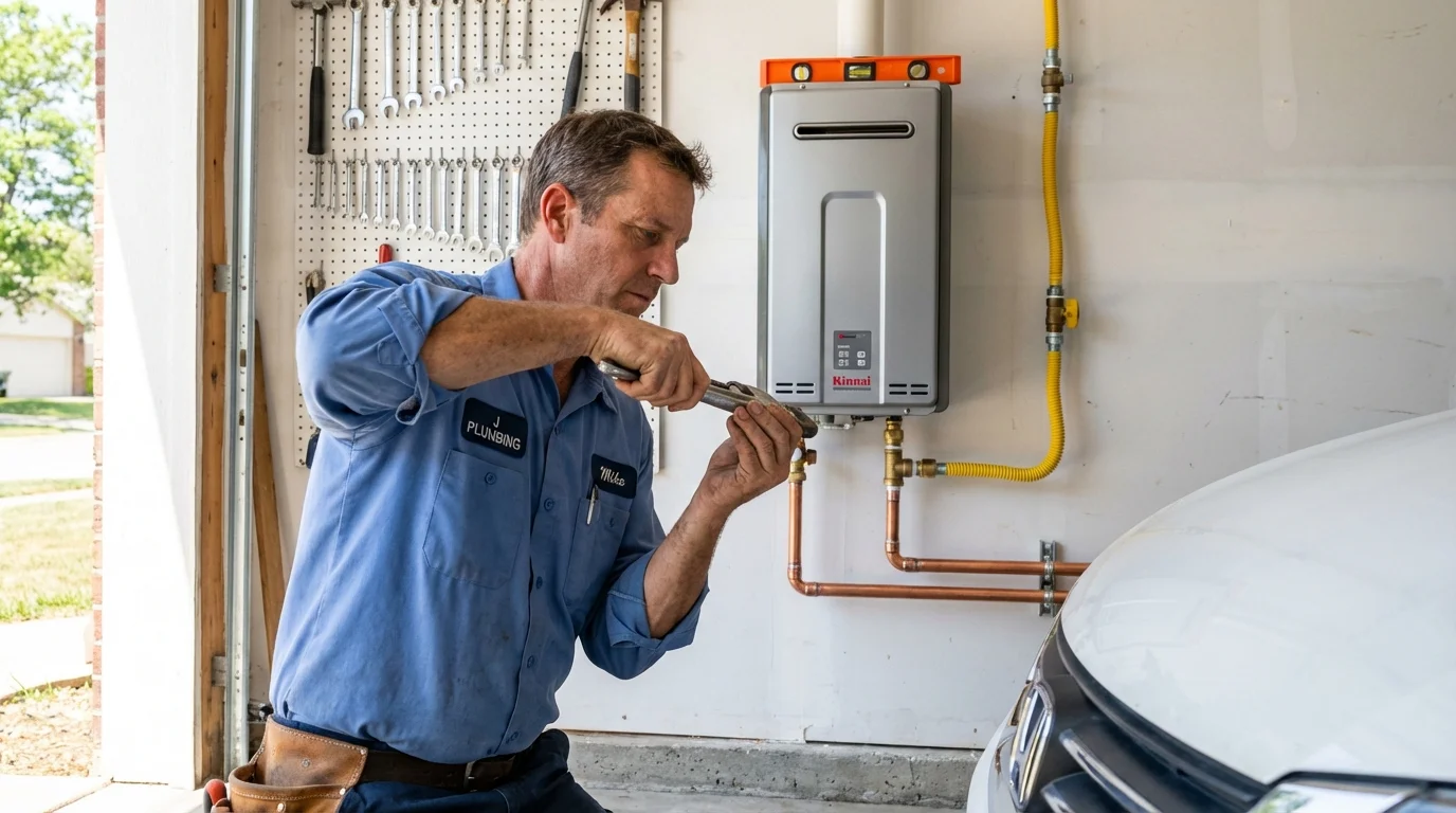 Tankless water heater installation by a Johns Plumbing LLC plumber in Dripping Springs